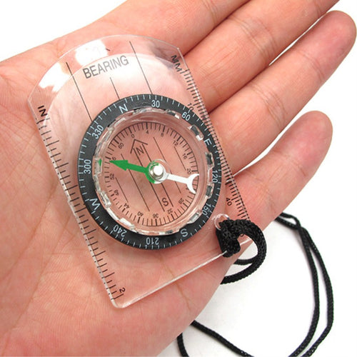 Portable Hiking Camping Mini Compass Ruler Map Magnifier Liquid Filled Multifunctional Equipment Outdoor Survival Tool