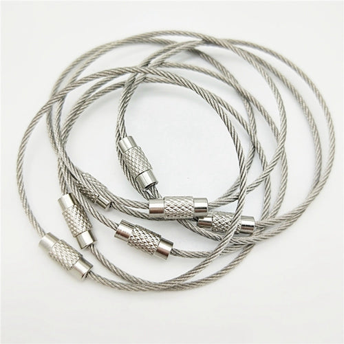 5Pcs 100mm EDC Stainless Steel Wire Keychain Ring Key Keyring Circle Rope Cable Loop Outdoor Camp Luggage Tag Screw Lock Gadget