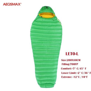 Aegismax 2019 new arrival LETO  Ultralight water repellent White Goose Down Sleeping bag Mummy  Splicing  Hiking Camping 700FP