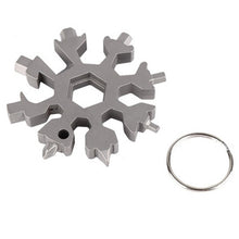 Load image into Gallery viewer, 18 in 1 snowflake multi spanner multifunction pocket key ring survive tool hex camp multipurpose outdoor hike keyring wrench bot