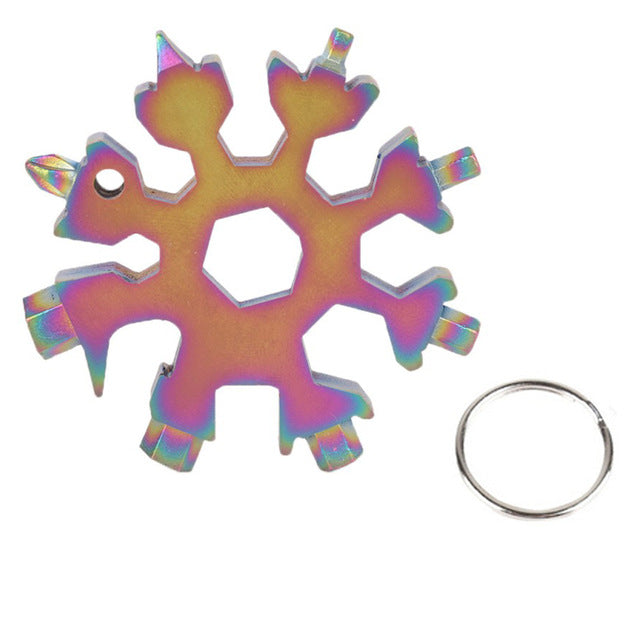 18 in 1 snowflake multi spanner multifunction pocket key ring survive tool hex camp multipurpose outdoor hike keyring wrench bot