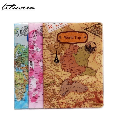 RFID World Trip Map Travel Passport Covers PVC Leather ID Card Bag Passport Holder Passport Wallets F056