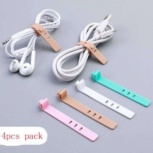 4pcs Creative Travel Accessories Silica Gel Cable Winder Earphone Protector USB Phone Holder Accessory Packe Organizers Dropship