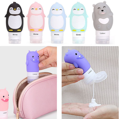 60/80/90ML Portable Cute Refillable Travel Silicone Empty Bottles Shampoo Shower Gel Lotion Sub-bottling Tube Squeeze Container