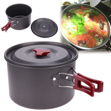 Load image into Gallery viewer, 8pcs/set Outdoor Camping Cookware Set Portable Utensils 2-3 Persons Bowl Pot Spoon tableware Cooking Travel Picnic Set
