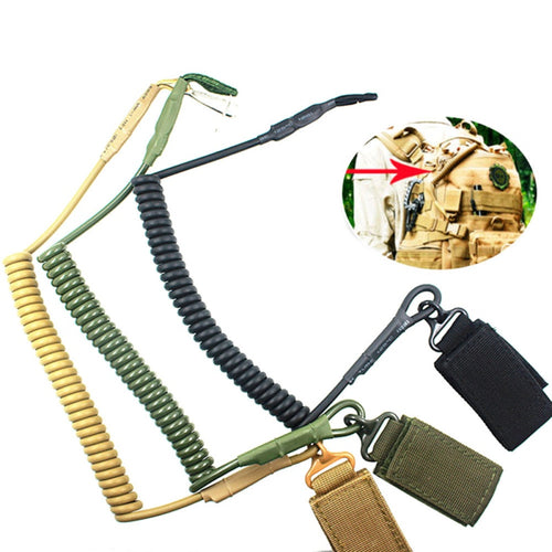 Outdoor Tactical Retractable Plastic Spring Elastic Rope Security Gear Tool For Airsoft Outdoor Hiking Camping Anti-lost Tools