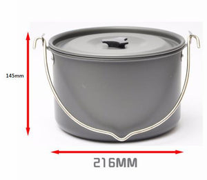 4L Camping Cookware Outdoor Tableware Hanging Pot Pan 4-6 Friends Picnic Cooking Set