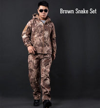 Load image into Gallery viewer, Tactical Snake Camouflage Army Jacket Set Men Military Outdoor Waterproof Softshell Hunting Jackets Fleece Hooded Hking Clothes