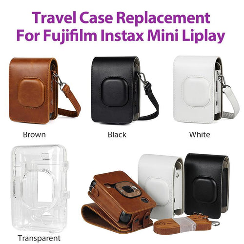 Retro Style PU Leather Travel Case Camera case Replacement for Fujifilm Instax Mini Liplay Hybrid Camera With Shoulder Strap