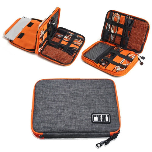 High Grade Nylon 2 Layers Travel Electronic Accessories Organizer Bag,Travel Gadget Carry Bag, Perfect Size Fit for iPad