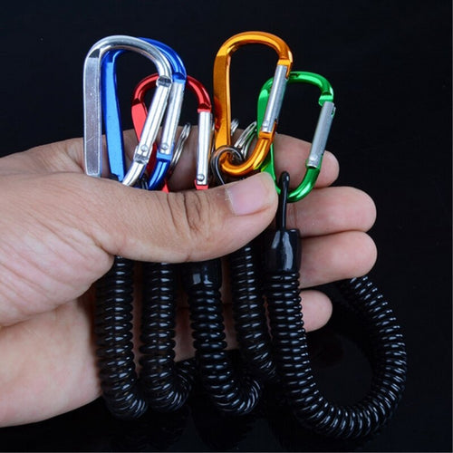 Tactical Retractable Plastic Spring Elastic Rope Security Gear Outdoor Tool For Hiking Camping Climbing Anti-lost  Keychain