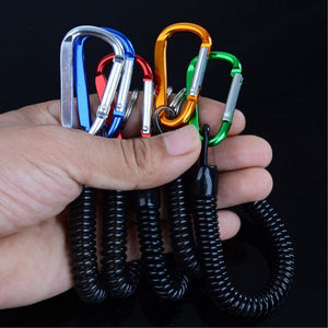 Tactical Retractable Plastic Spring Elastic Rope Security Gear Outdoor Tool For Hiking Camping Climbing Anti-lost  Keychain